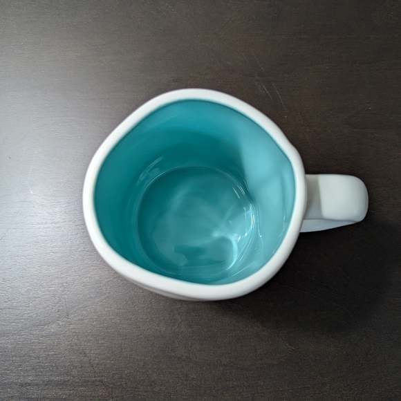 EUC Rae Dunn THROWING SHADE 19.5oz Ceramic Mug with Teal Interior - Picture 3 of 4
